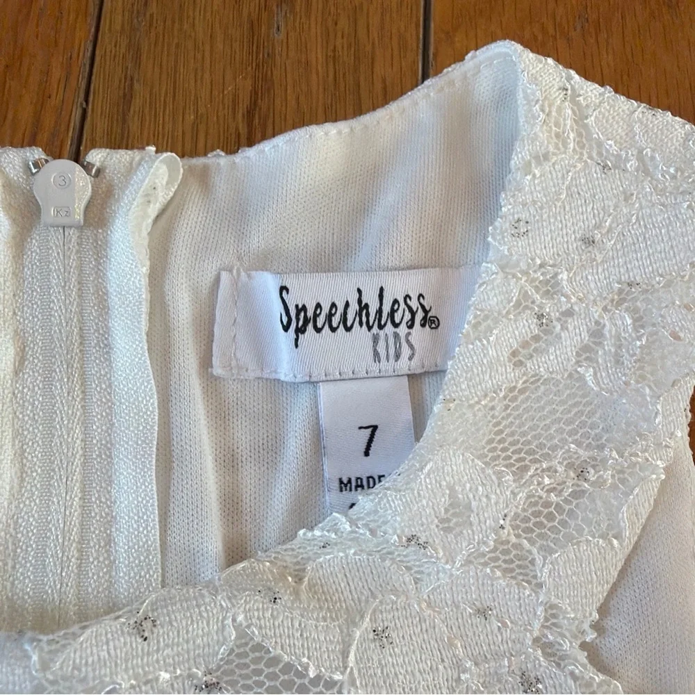 Speechless Sleeveless A-line Party Dress Rhinestone Lace Glitter Girls Sz 7